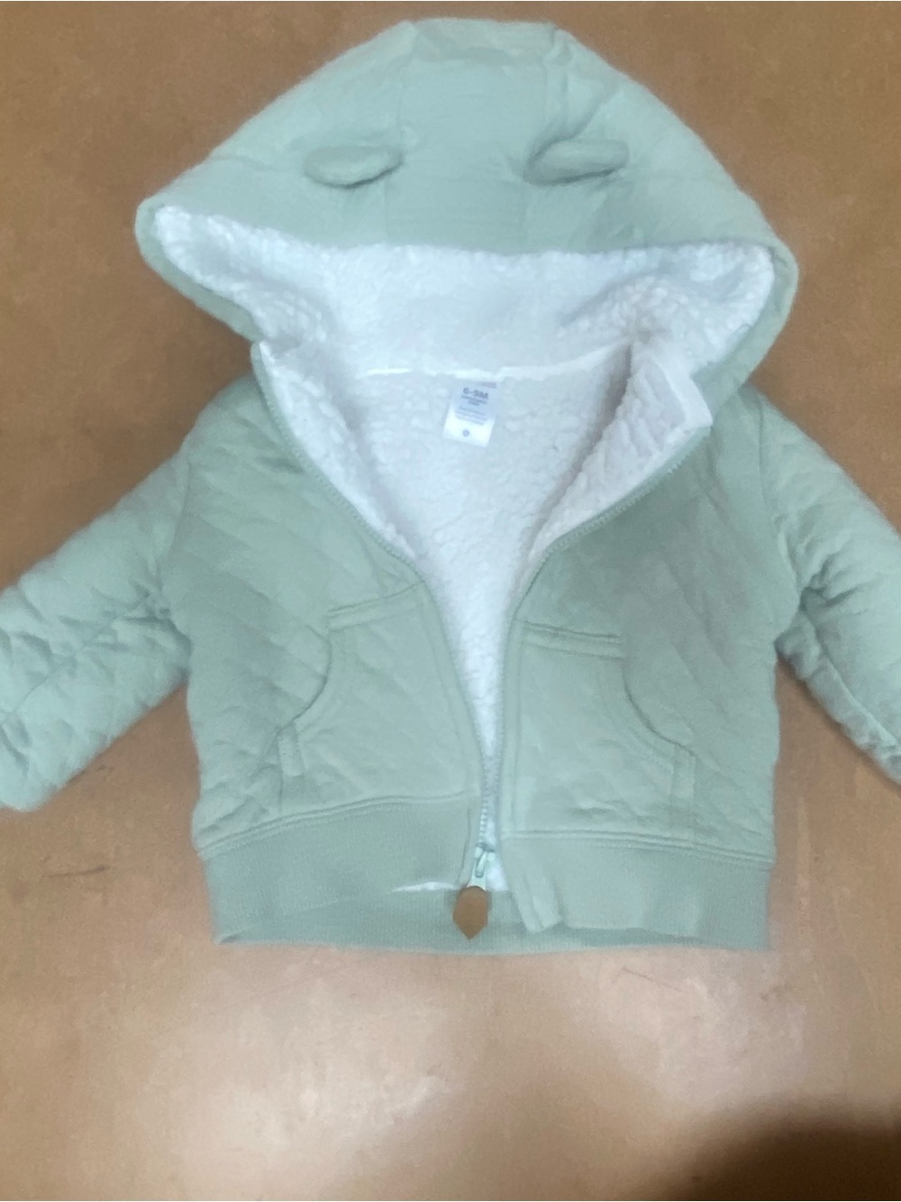 Carter's Mint Green Quilted Hooded Jacket with Sherpa Lining